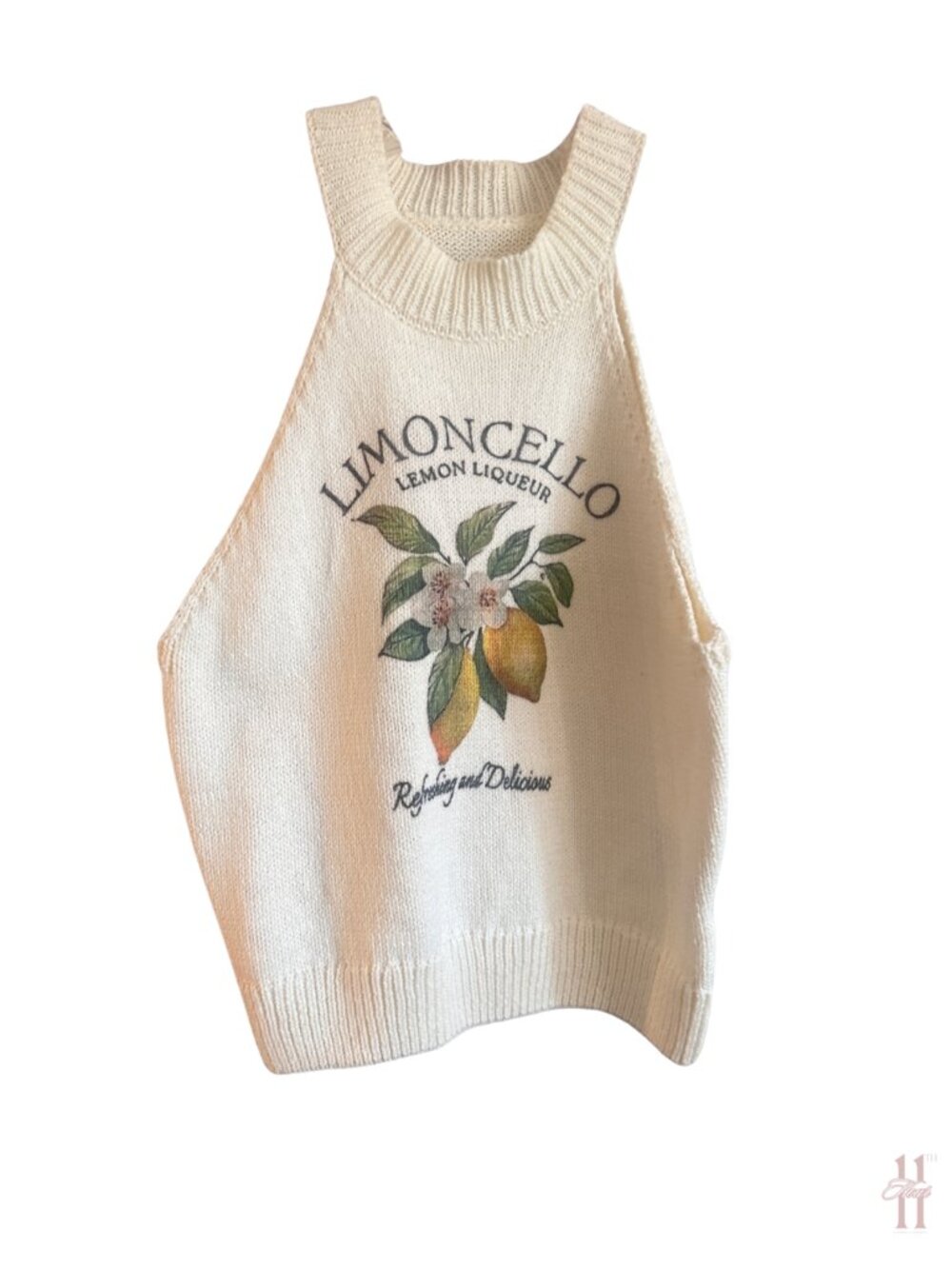 Limencello Sleeveless Halter Sweater Top - Women's Small